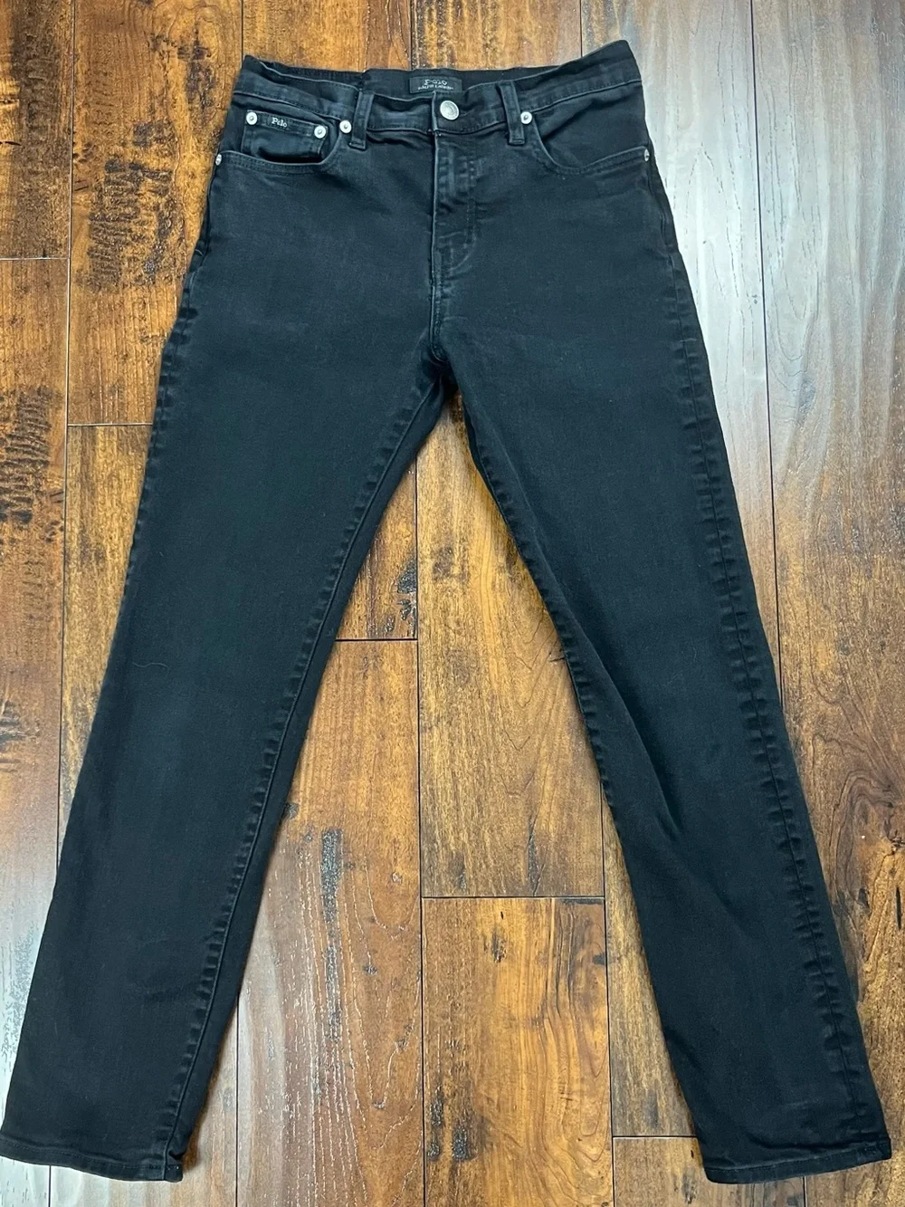 Polo Ralph Lauren THE SULLIVAN SLIM Denim Jeans Black Wash Youth Boys Size 16.